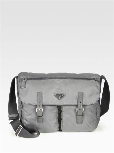 prada gray messenger bag|Prada Messenger bag men's.